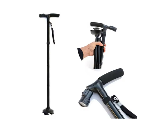 Lightweight Portable Adjustable Folding Walking Cane with LED Light